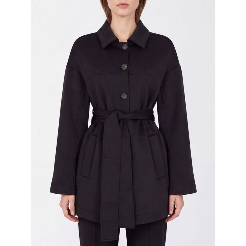 Mm Max Mara Women Short Criªpe Shirt Jacket Mm Max Mara With Tie-Waist Belt